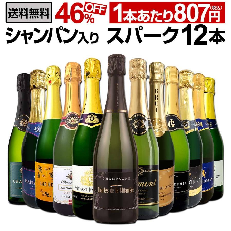 シャンパン スパークリングワイン 白 セット フランス スペイン 12本
