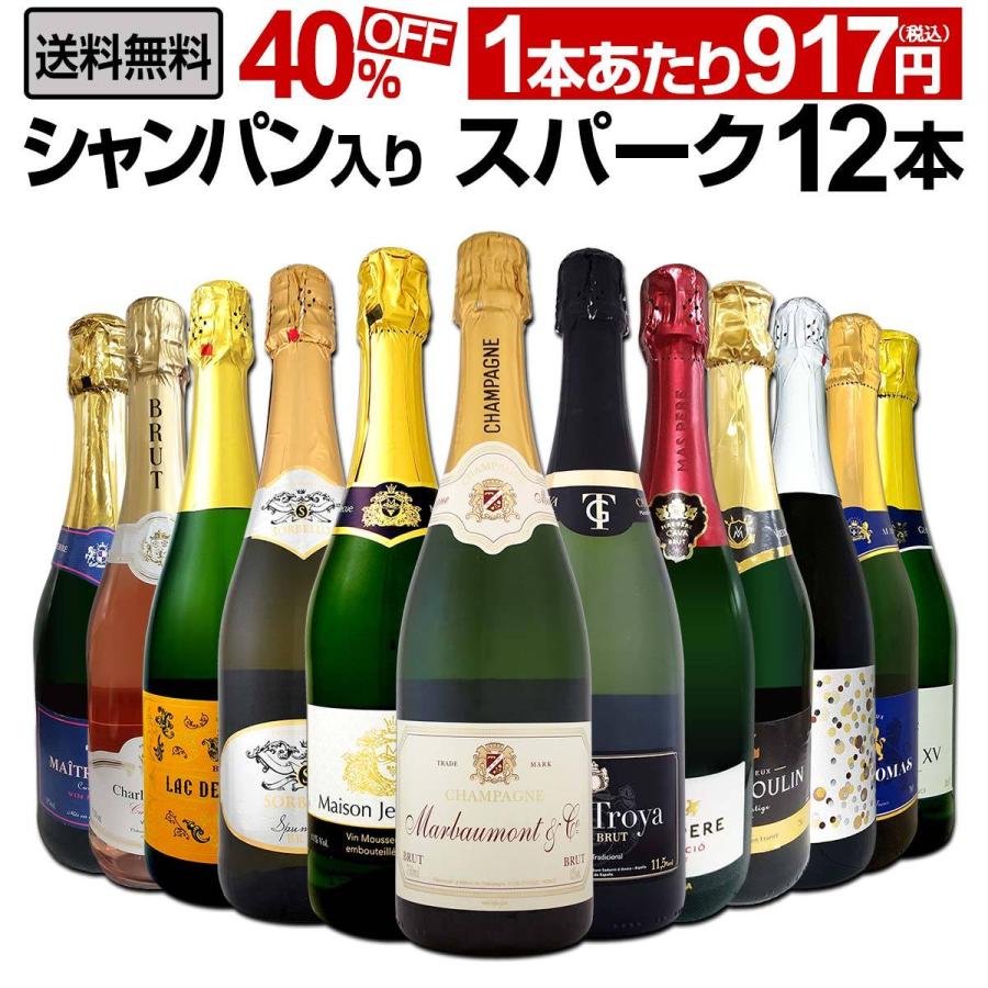 スパークリングワイン 白 ロゼ セット フランス スペイン 12本 750ml