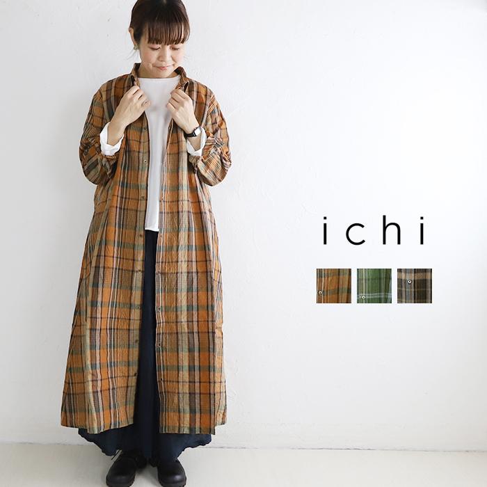 Ichi イチ リネンチェックシャツワンピース Ichi 10 1 Pumila 通販 Yahoo ショッピング