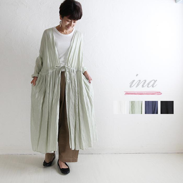 Ina イナ ウエスト共リボンvネックガウンコート アウター 羽織 日本製 国産 レディース ファッション ゆったり Pumila プミラ Ina 4 1 Pumila 通販 Yahoo ショッピング