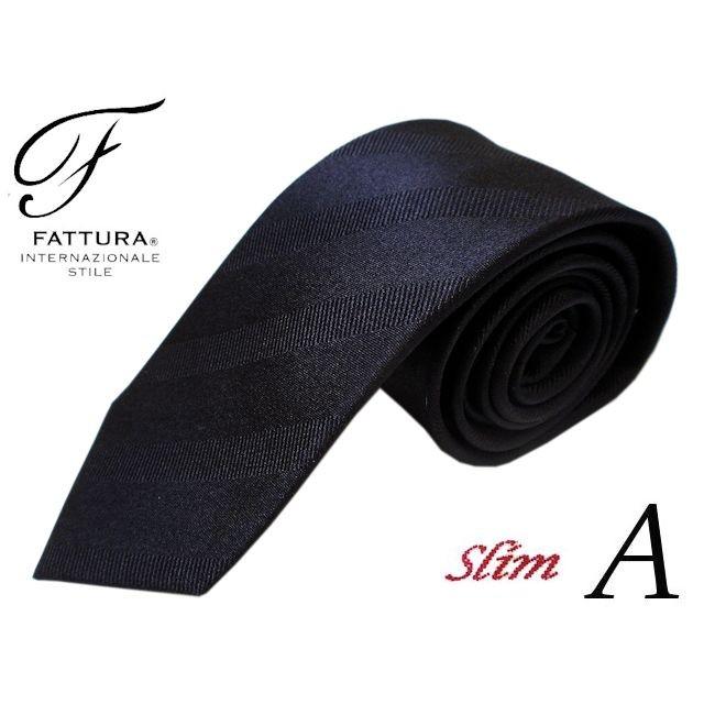 ネクタイFATTURA シルク100％ ブラック 黒柄 細ネクタイ スリム