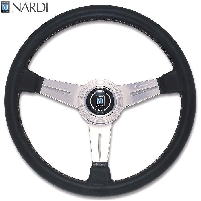NARDI ナルディ N132 BKレザー&ポリッシュスポーク グレーステッチ