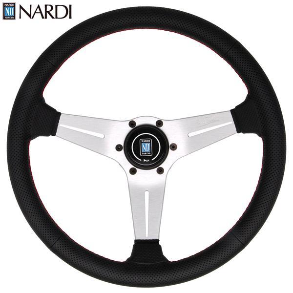 イタリア製のナルディ3本スポークの38㎝レザーハンドル NARDI ナルディ NARDI N745 ND SPORTSタイプ ラリー 35 BLKパンチング