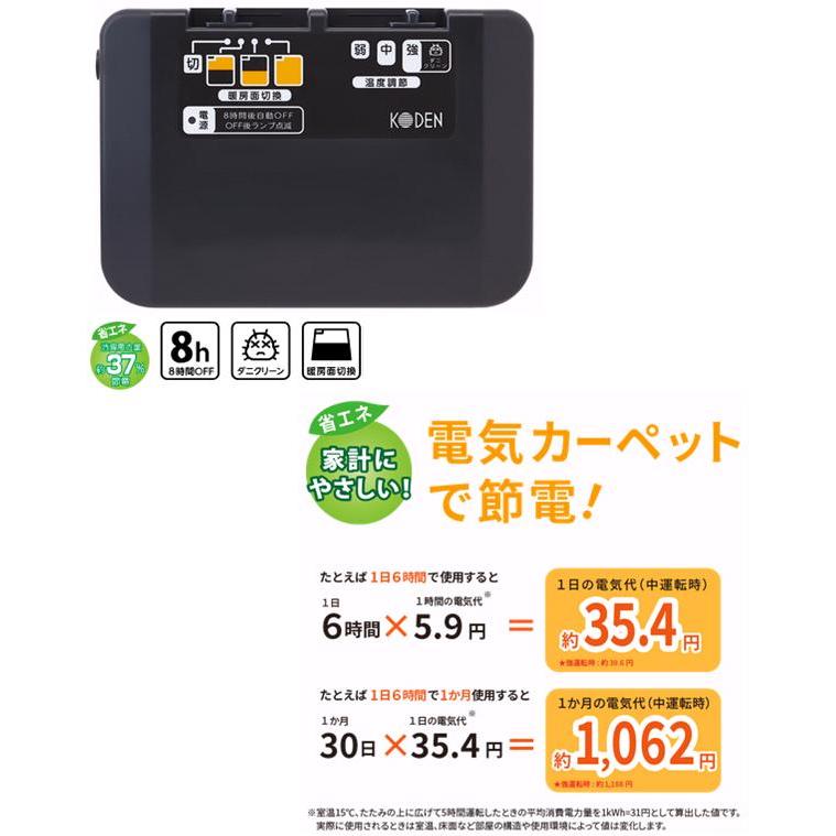 広電 広電 KODEN VWU201UH 電気カーペット 単体 省エネサイズ2畳 広電 広電 KODEN VWU201UH 電気カーペット 単体 省エネサイズ2畳
