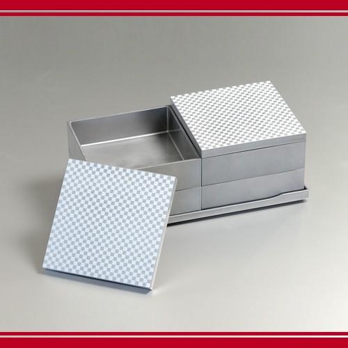 北市漆器 KZ2633 チェス5.0二段オードブル重(銀)【お取寄せ商品