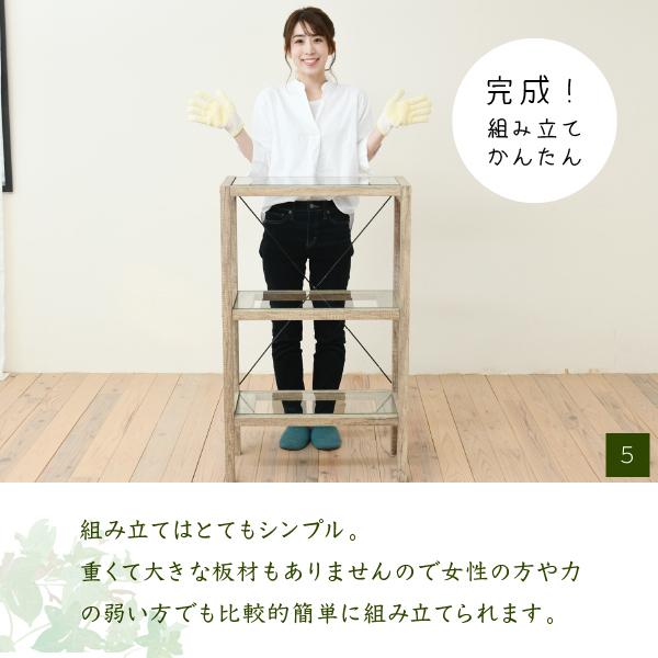 ジェイケイプラン FAW-0002-NA ボタニカル ガラスラック 3段 フラワースタンド 鉢置き台 幅60cm メーカー直送品 同梱／代引不可の画像