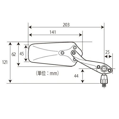 タナックス AM2-103-10R ガゼット ミラー 10mm シルバー鏡 メッキ 右側