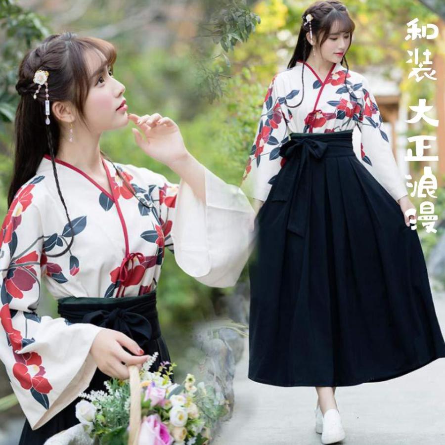 KCOS) 大正ロマン 袴 和服 着物 ドレス 花柄 ロリータ ロリィタ服