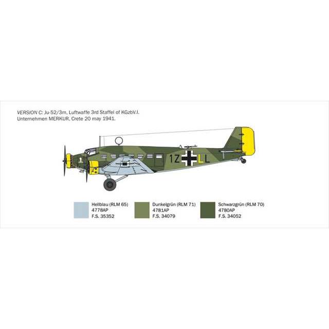 イタレリ 1/72 WW2 ドイツ軍 ユンカース Ju-52.3m輸送機 プラモデル IT0102 |  | 02
