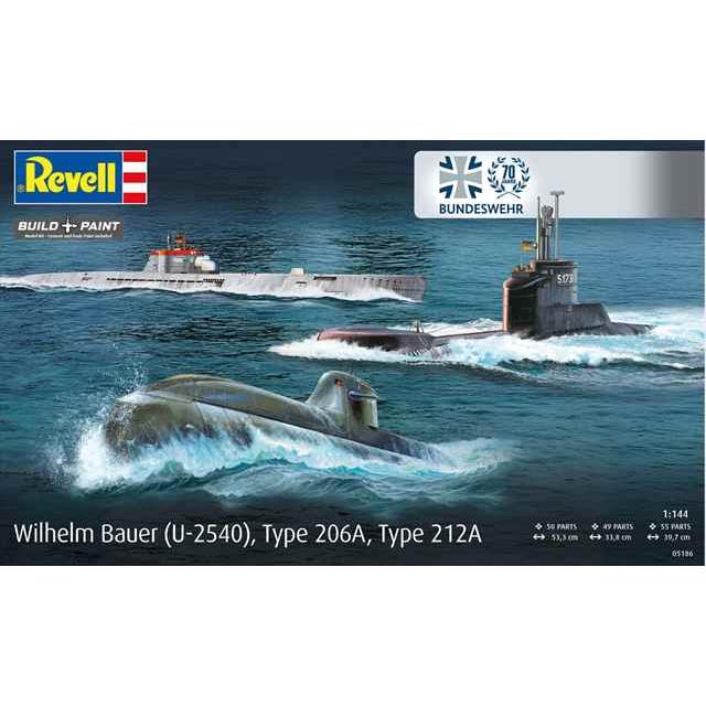 Revell レベル 1/144 ドイツ連邦軍70周年記念 Uボート 海軍潜水艦3隻