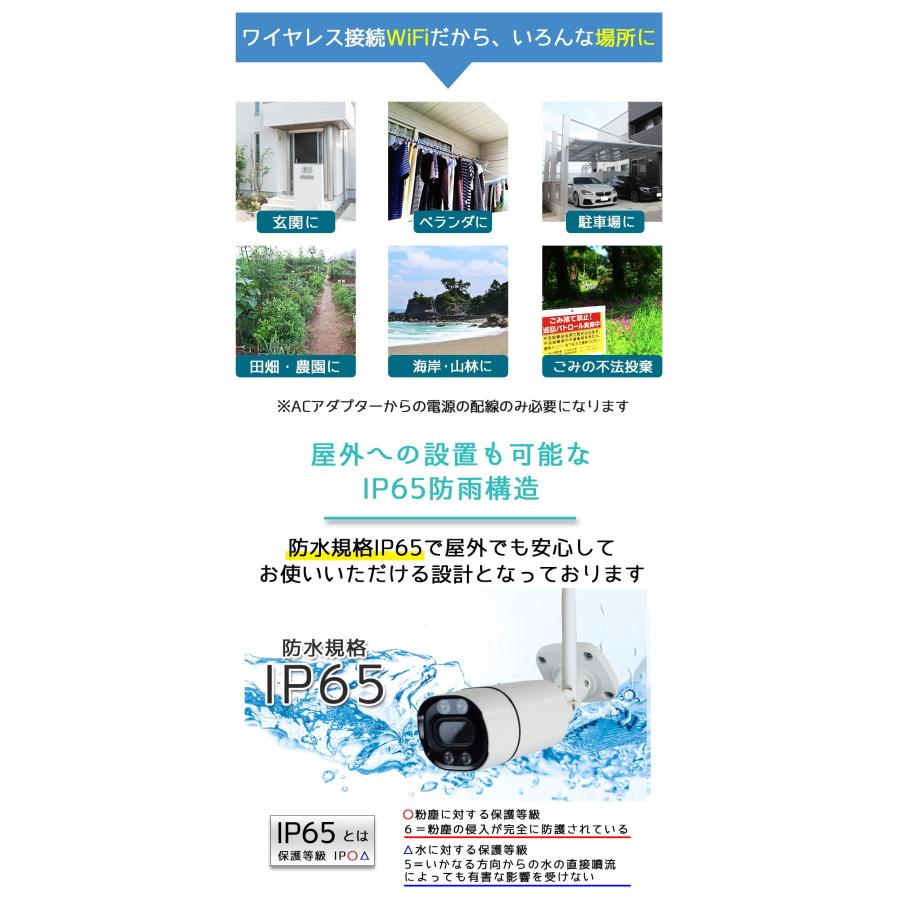 AIセンサーライト機能付 WiFi防犯カメラ 白色+赤外線LED搭載 屋外対応 ワイヤレス SDカード録画 防水 500万画素 監視カメラ スマホで簡単アクセス KC-12615