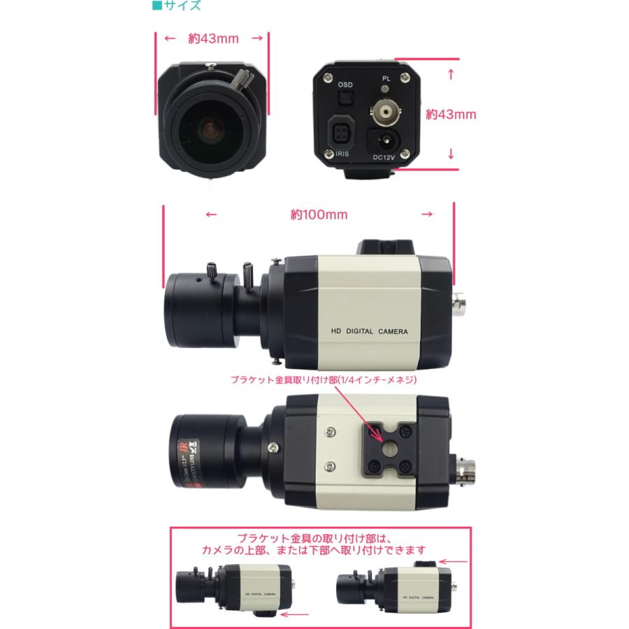 防犯カメラ 屋内用小型カメラ 220万画素 AHD・アナログ出力可能 左右 