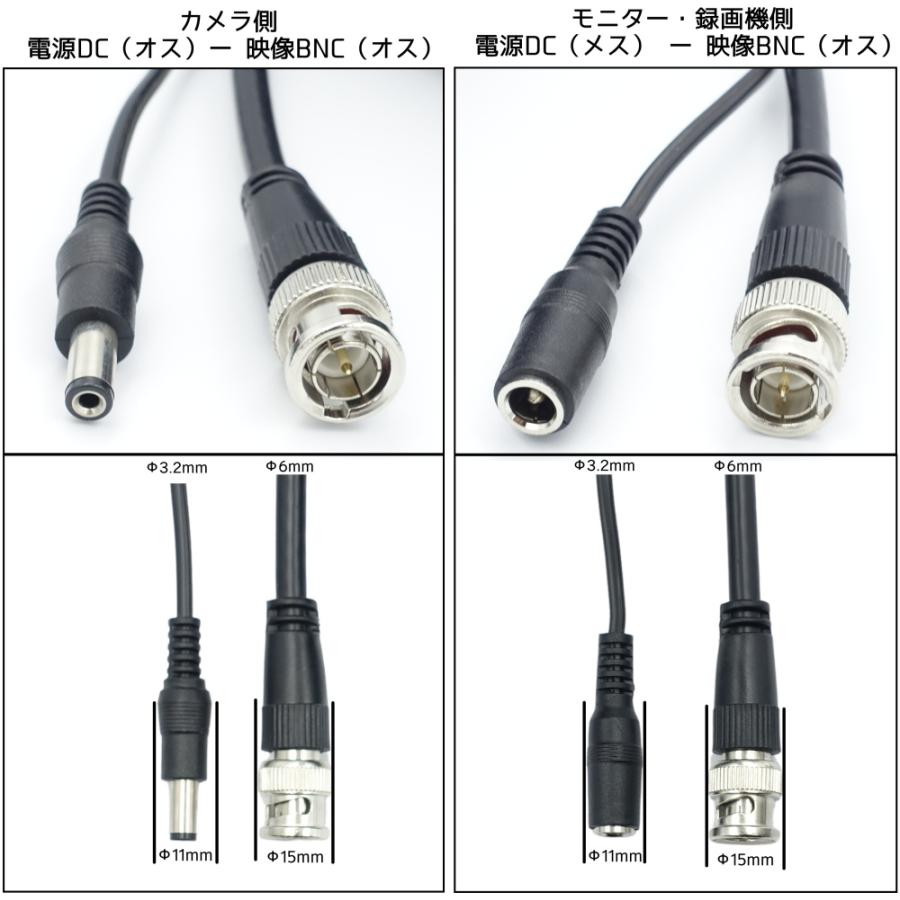 HD-SDI 3G-SDI 専用 5m 電源+映像(BNC) 2本一体ケーブル 配線 同軸