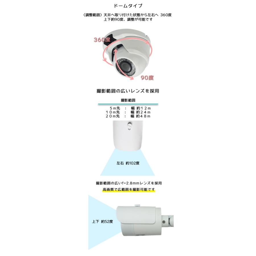 防犯カメラ 屋外 220万画素AHDカメラ 選べる1〜4台セット  ケーブル付属でつなぐだけの簡単接続 アナログカメラも対応 1TB HDD内蔵 1年保証【送料無料】KC-12741｜kcs-inc｜08