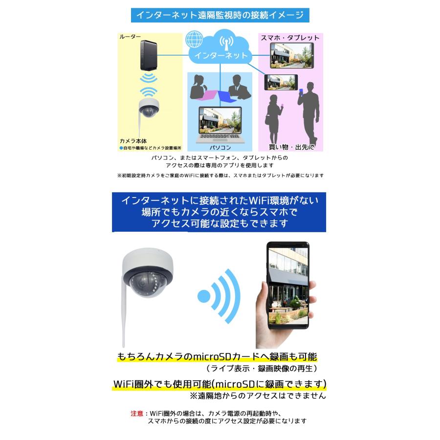 防犯カメラ 屋外 ワイヤレス ドーム型 Wifiカメラ SDカード録画 防水