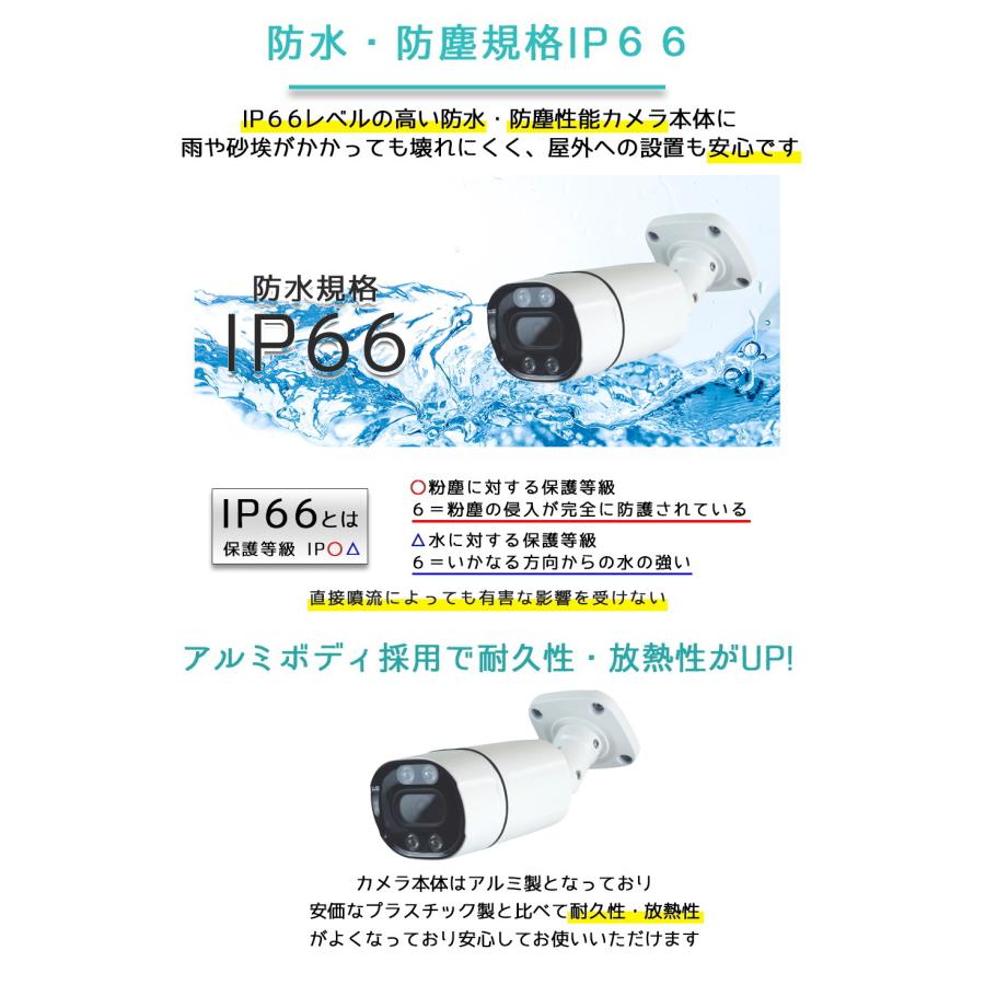 500万画素 AIセンサーライト付(白色LED+赤外線LED内蔵)PoE防犯カメラ