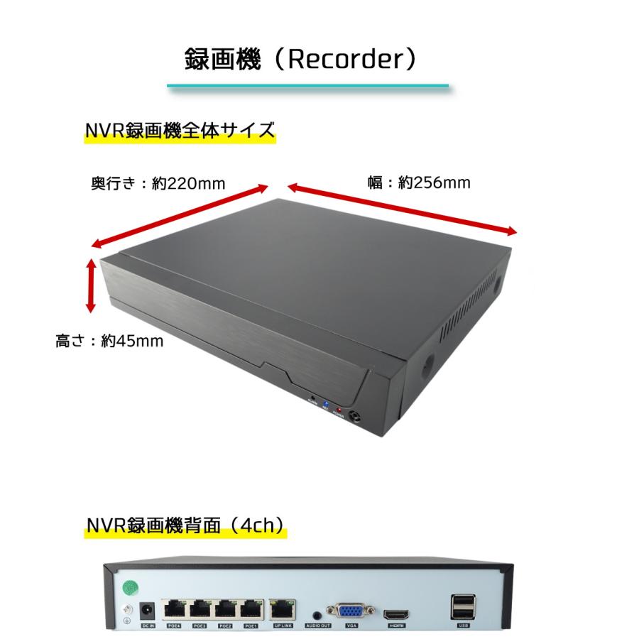 防犯カメラ用 PoE48V給電 4CH NVR録画機(選べるHDD容量)4K,800万画素