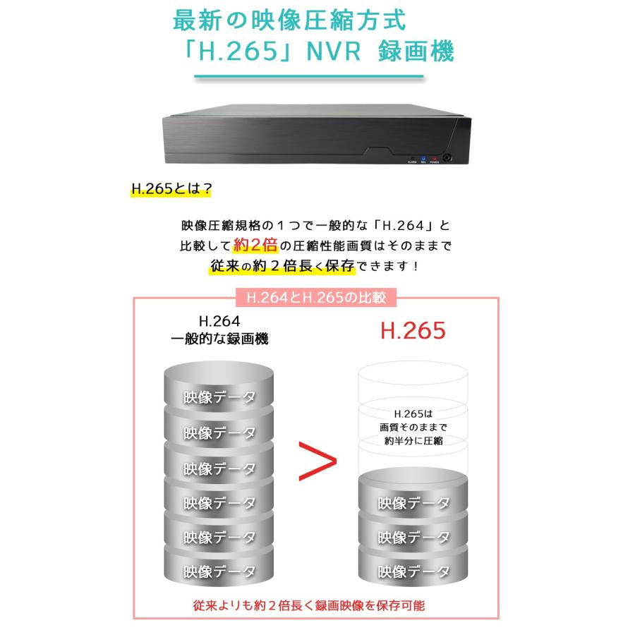 防犯カメラ用 PoE48V給電 8CH NVR録画機(選べるHDD容量) 4K(800万画素 