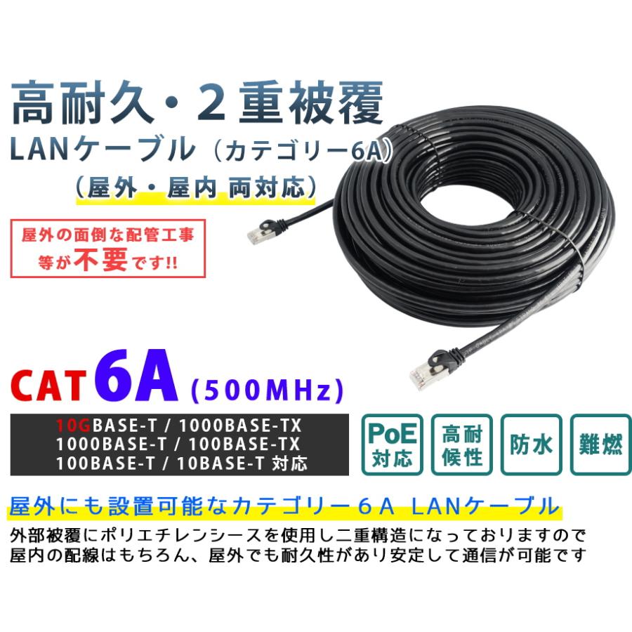 CAT6A 40m 屋外用LANケーブル 30年の屋外耐候性(PE被覆) STPシールド