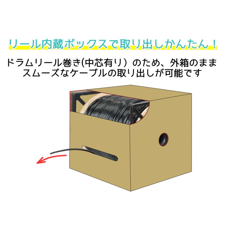 CAT6A 300m リール巻き(コネクター無) 屋外用LANケーブル 30年の屋外耐候性(PE被覆) STPシールド PoE防犯カメラやパソコン等に 屋外用 防水 KC-12909の画像