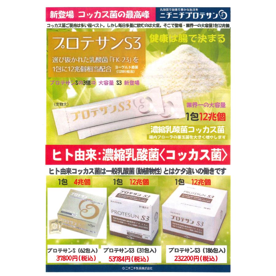 プロテサンS3 (31包入x1箱)ニチニチ製薬・会員限定販売品・1包12兆個