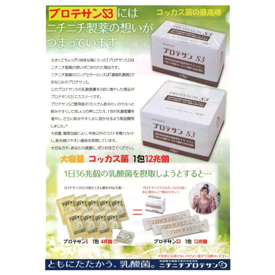 プロテサンS3・(31包x1箱)・ニチニチ製薬・濃縮乳酸菌コッカス菌1包12兆個・(会員特価ページ↓下記) |  | 04
