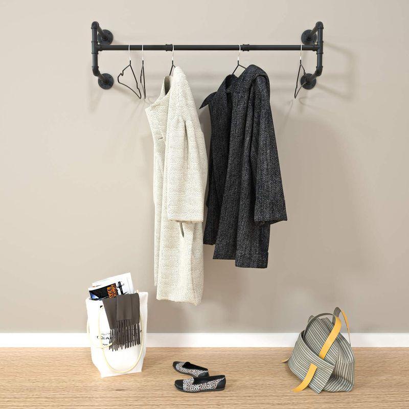 人気商品 Uyoyous ハンガーパイプ 壁付け ハンガーラック 76cm Diy 洋服ラック 衣服バー 多目的吊り下げロッド パイプハンガー 工業用風 オシャレ インテリア スチール製 棚ブラケット工業用壁フレーム Fucoa Cl