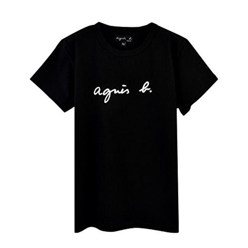 ギフトラッピング済 Agnes B アニエスベー ロゴ Tシャツ 黒 カットソー レディース 半袖 1 S ブラック 独創的
