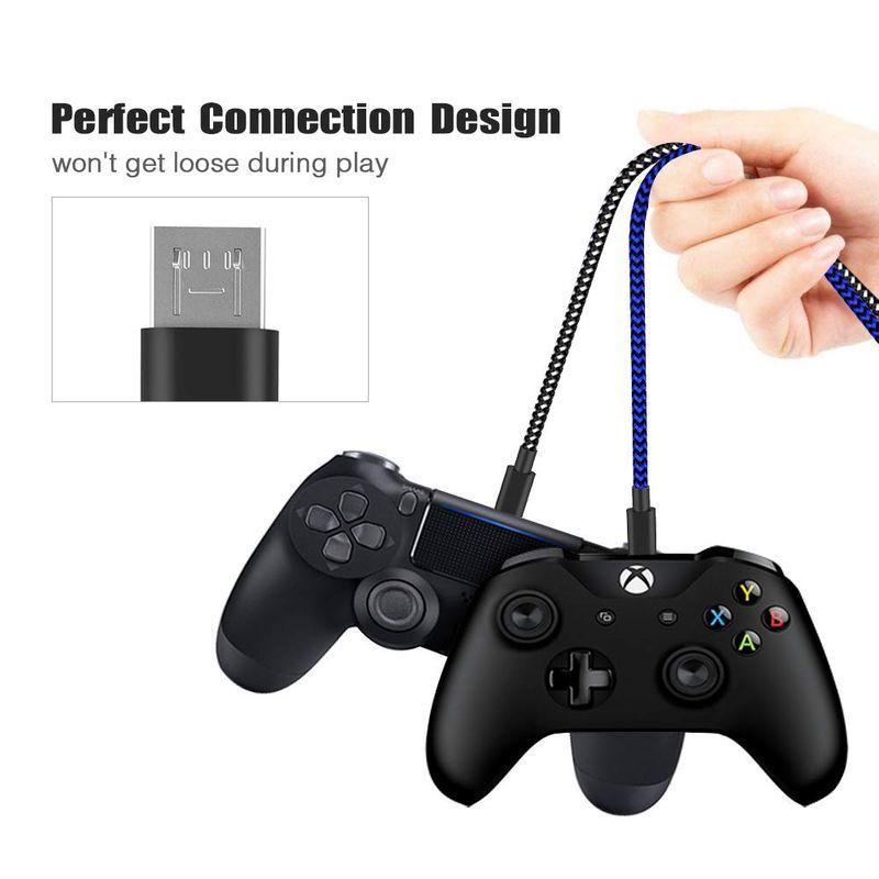ファッション Xbox One PS4 コントローラー対応 充電 Micro USB ケーブル 3m 2本セット ナイロン編み 高耐久素材 急  umb.digital