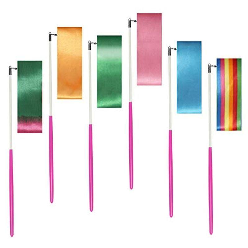 584円 お得セット Lihao 新体操リボン ダンスリボン 長さ2m 幅4 5 6色6本 体操用具 スポーツ用具