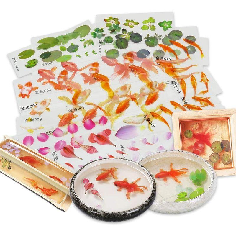 レジン 封入素材 フィルム シート 金魚イラスト 夏 和風金魚鉢 水草 浮草 桜 花びら 005 ケーディーラインストア 通販 Yahoo ショッピング