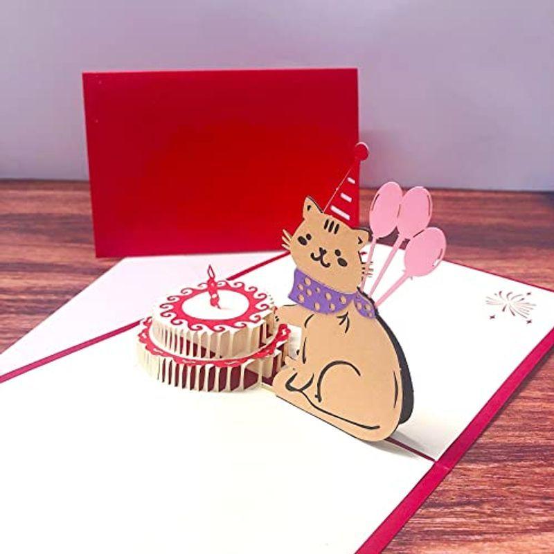 飛び出すカード グリーティングカード 誕生日 バースデーカード 猫 メッセージカード 猫 誕生日カード 猫可愛い手紙 プレゼント 封筒付き ケーディーラインストア 通販 Yahoo ショッピング