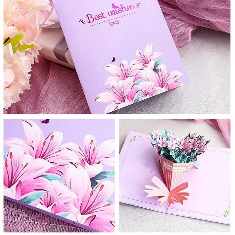 立体 バースデーカード 花 メッセージカード グリーティングカード 母の日 カード の花 ポップアップカード お誕生日 カード ユリの花 ケーディーラインストア 通販 Yahoo ショッピング