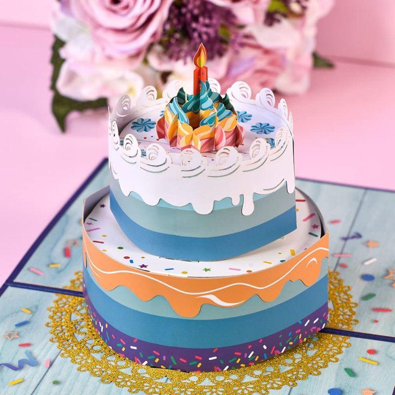 M 3d L バースデーカード 3dケーキ グリーティングカード ネイビー メロディ付き 封筒付き 立体 誕生日カード 誕生日メッセージカード 最大90 Offクーポン メロディ付き