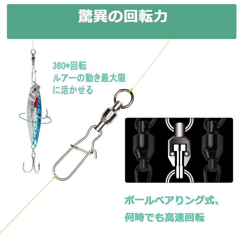Amysports 高強度 ステンレス スイベル 耐腐食 海釣り 釣り道具 ルアー スナップ ボールベアリングスイベル ボール ベアリング 定価の ｏｆｆ