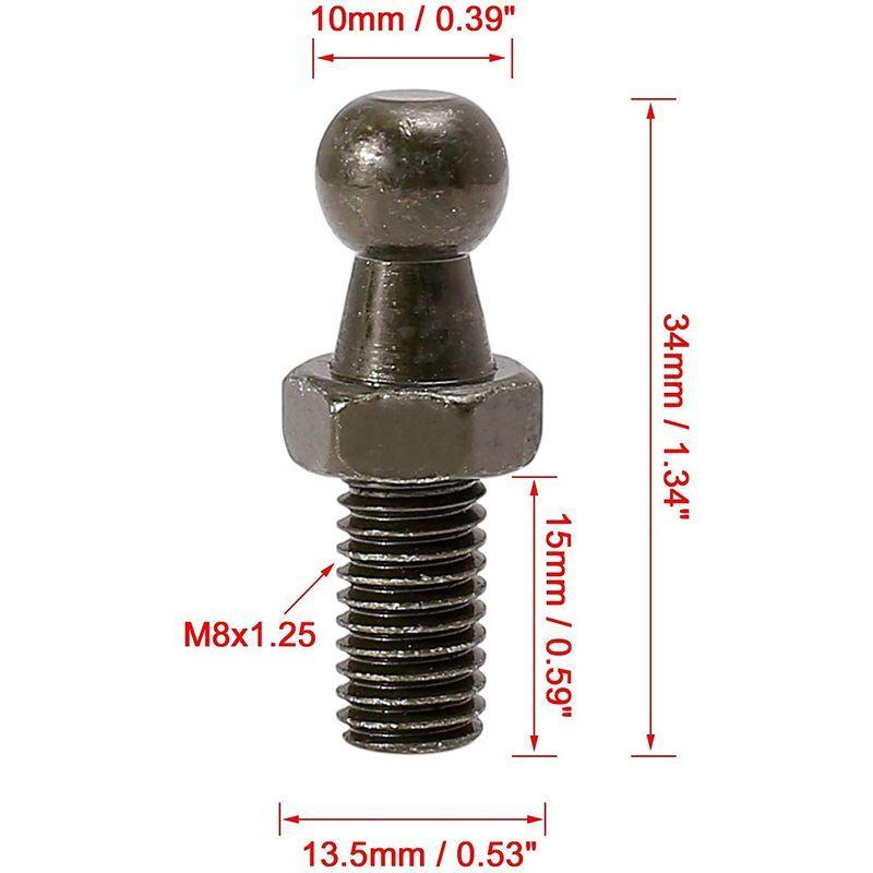 X AUTOHAUX ガスストラットボールスタッド ボールスタッドボルト ボールボルト 10 mm M8x15 mm ブラック ガスストラッ