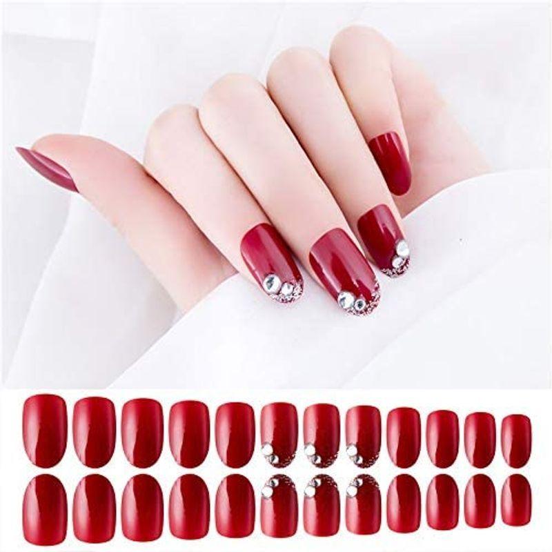 24枚入り ３d可愛い飾り ディープな赤のキラキラネイル ケーディーラインストア 通販 Yahoo ショッピング
