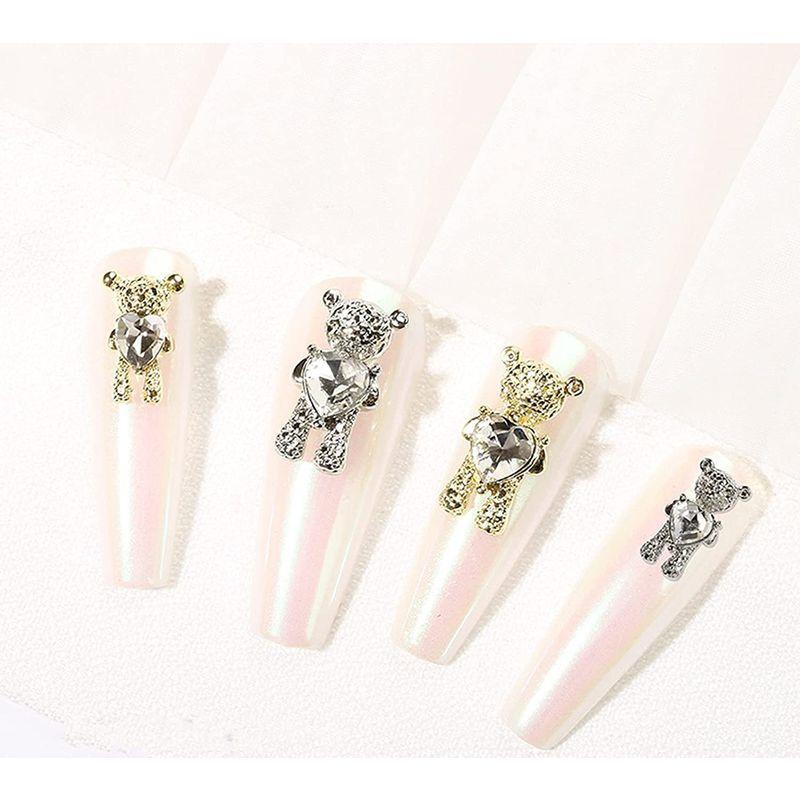 Mr ネイルパーツ クマ 3d ゴールド ネイルストーン ベアパーツ メタルパーツ 立体 30個セット シルバー