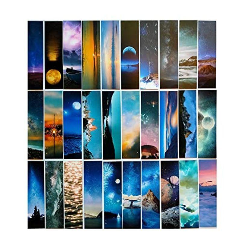 ショップ Miatipi しおり おしゃれ 可愛い ブックマーク スターライト 星空 宇宙 ３０枚 栞 予備のしおり付き