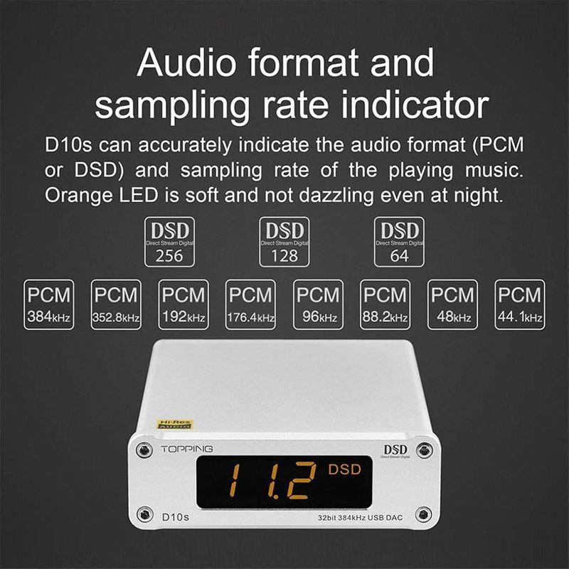 TOPPING D10s DAC Mini USB DAC XMOS XU208 ES9038Q2M DSD256 PCM 384kHz H DAC D10sは