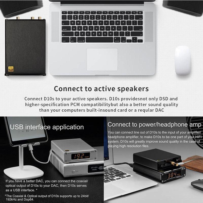 TOPPING D10s DAC Mini USB DAC XMOS XU208 ES9038Q2M DSD256 PCM 384kHz H DAC D10sは