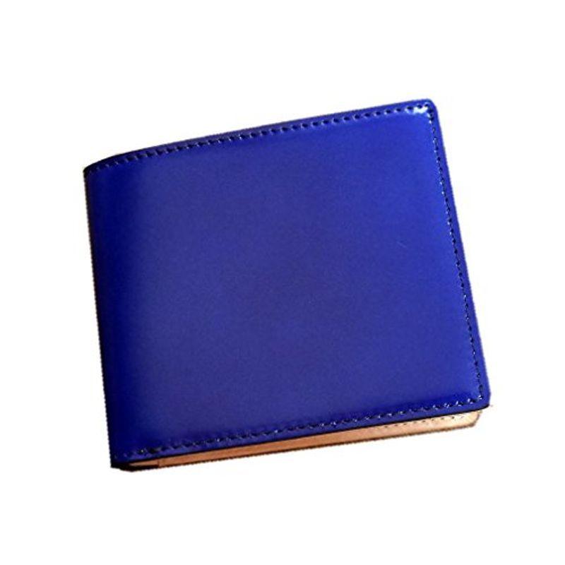 Saint Mode（セイントモード）国産コードバン(馬尻革)×本ヌメ革財布(BOX型小銭入付二つ折財布） (ブルー)
