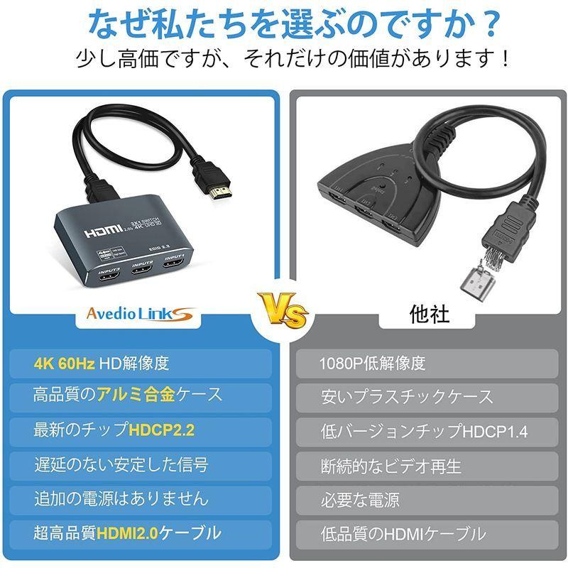 avedio links 4K 60Hz HDMI 切替器 分配器 3入力1出力 HDMI2.0b セレクター HDMI切り替え器3ポート｜kdline｜05