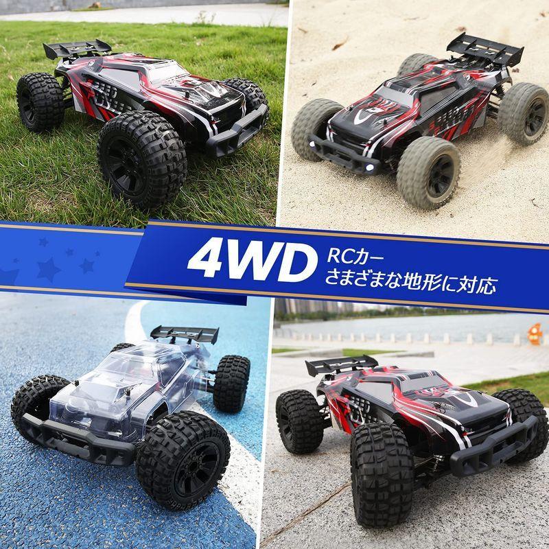 DEERC ラジコンカー 子供 オフロード 4wd 1/10 大型 40km/h 四輪駆動 操作時間40分 DIY可能の車シェル 2.4GH 