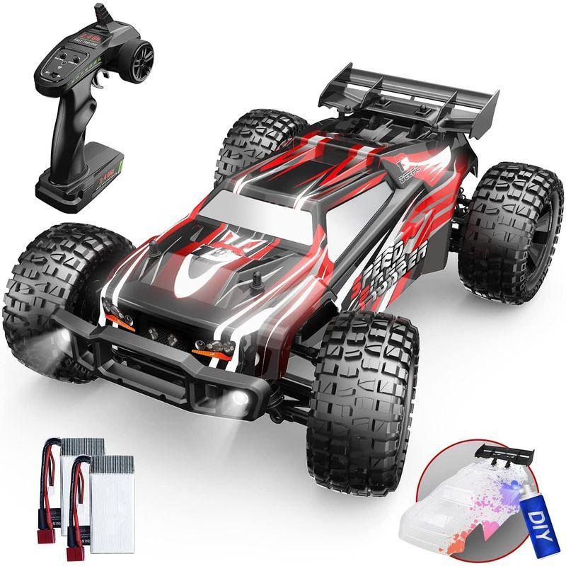 DEERC ラジコンカー 子供 オフロード 4wd 1/10 大型 40km/h 四輪駆動 操作時間40分 DIY可能の車シェル 2.4GH 