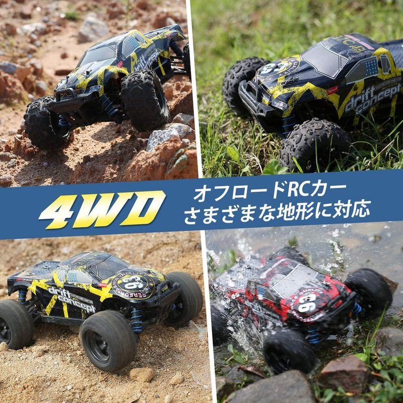 DEERC ラジコンカー オフロード 4WD こども向け 大人向け ブラシレスモーター 60km/h 四輪駆動 高速 1/18RCカー シェ 