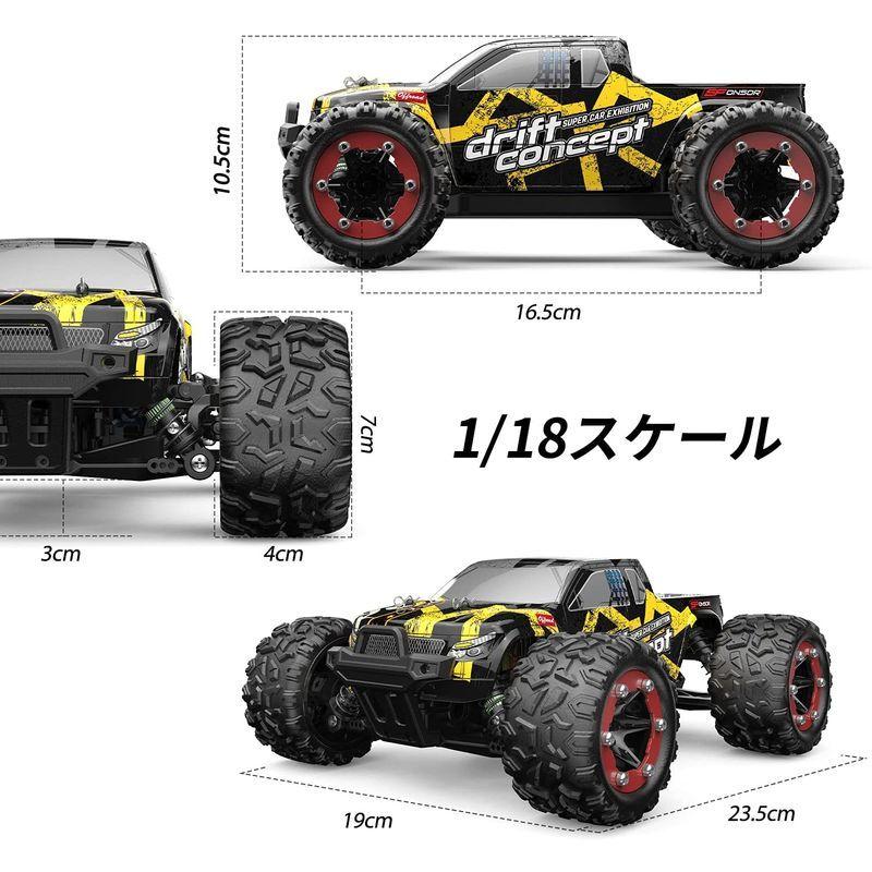 DEERC ラジコンカー オフロード 4WD こども向け 大人向け ブラシレスモーター 60km/h 四輪駆動 高速 1/18RCカー シェ 