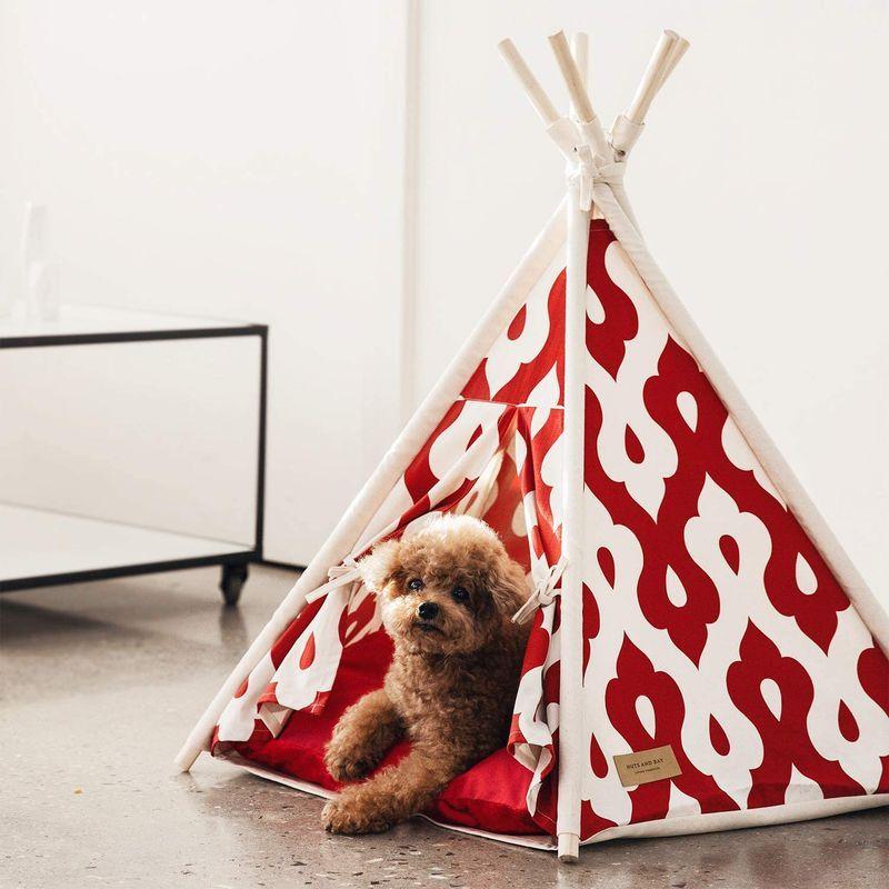 ペットティピーテント Sサイズ ペットテント ペットハウス 犬 猫 KL-TENT-S (G.RED) 