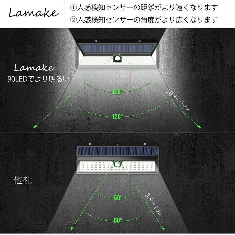 Lamake 超超明るい 4400mAh大容量バッテリー内蔵 センサーライト ソーラー充電 三つ照明モード 明暗センサー 取付簡単 4pac - 1