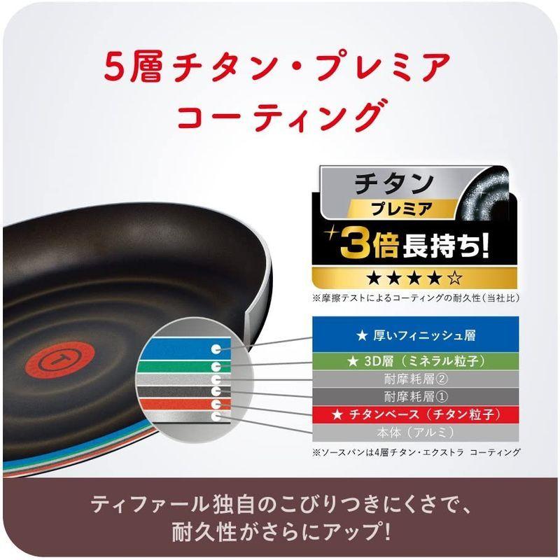 【SALE／60%OFF】 鍋 フライパン ティファール 10点 5層コーティング プレミア セットチタン 調理器具